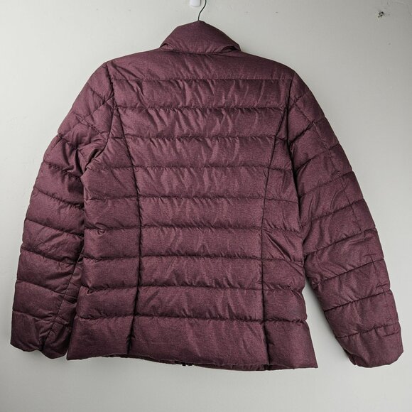 Down Filled Puffer Jacket Coat Womens M Eddie Bauer Burgundy Light Weight - Picture 10 of 11